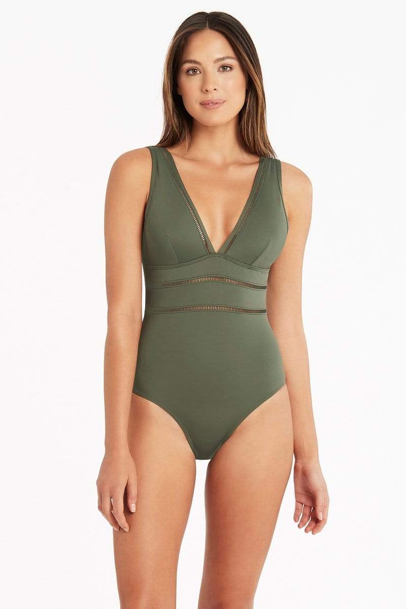Sea Level Eco Essentials Spliced One Piece (Khaki)