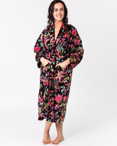 Floressents Paradise Cotton Velvet Kimono (Black)
