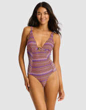 Load image into Gallery viewer, Sea Level Tessera Chain Link Longline One Piece (Blue)
