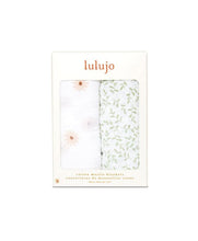 Load image into Gallery viewer, Lulujo Cotton Muslin Swaddles Gift Pack of 2 ( Daisies &amp; Greenery) (Blackbirds &amp; Mudcloth)

