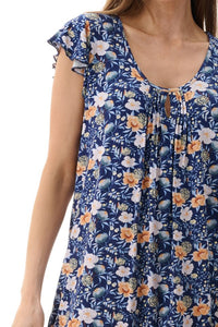 Givoni Sandra 6KV81S Flutter Sleeve Short Nightie (Navy)