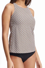 Load image into Gallery viewer, Sunseeker Geomath High Neck Mastectony Tankini Top Black
