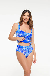 Togs Delta Tankini Ruched Tankini Top (Blue)