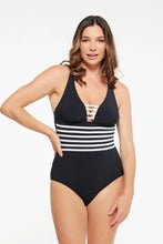 Load image into Gallery viewer, Togs V Neck Binding One Piece Swimsuit (Black)
