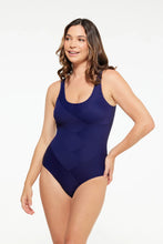 Load image into Gallery viewer, Togs TBO2TH Mastectomy Friendly Textured Patchwork Swimsuit (Navy)

