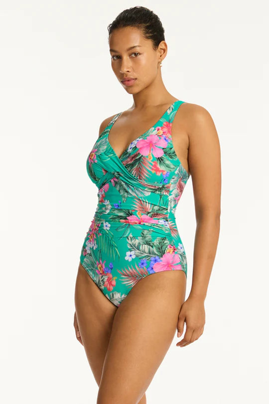 Sea Level Pacifico Cross Front Multifit Swimsuit (Evergreen)