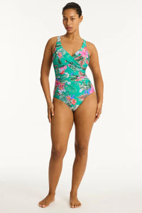 Sea Level Pacifico Cross Front Multifit Swimsuit (Evergreen)
