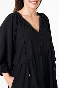 BOHO MATA MIDI DRESS (BLACK)