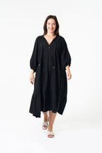 Load image into Gallery viewer, BOHO MATA MIDI DRESS (BLACK)
