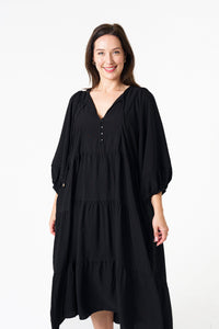 BOHO MATA MIDI DRESS (BLACK)