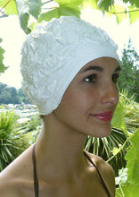 Load image into Gallery viewer, Retro  swimming cap - embossed (White, Blue, Pink )
