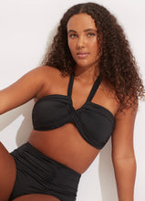 Load image into Gallery viewer, Seafolly Halter Bandeau Bikini Top (BLACK AND TRUE NAVY)
