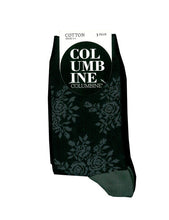 Load image into Gallery viewer, Columbine Floral Stripe Crew Sock, 3-Pack, Black/Grey
