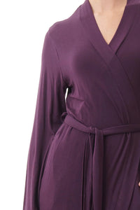 Givoni Mid Length Modal Wrap Gown  (Plum)