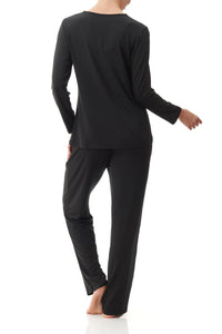 Givoni 9LE04  Modal Knit Pyjama Set ( Black, Plum)