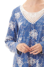 Load image into Gallery viewer, Givoni Tessa Floral Mid Length Nightie (Blue Floral)
