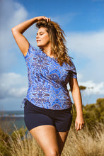 Load image into Gallery viewer, Genevieve Sun Safe Rash T-Shirt Florence (Blue Paisley)
