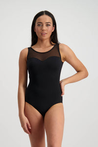Moontide Contours Mesh Neck One Piece Swimsuit M4337CN (Black)