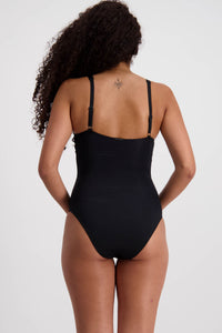 Moontide  M4903CN  Contours Underwire Tie Front One Piece Swimsuit (Black)