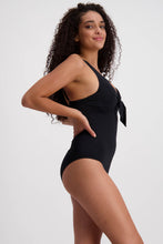 Load image into Gallery viewer, Moontide  M4903CN  Contours Underwire Tie Front One Piece Swimsuit (Black)
