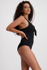 Moontide  M4903CN  Contours Underwire Tie Front One Piece Swimsuit (Black)