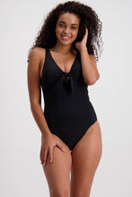 Load image into Gallery viewer, Moontide  M4903CN  Contours Underwire Tie Front One Piece Swimsuit (Black)
