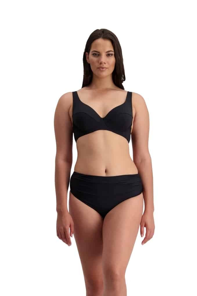 Moontide M7966CN Contours High Ruched Front Bikini Pant (BLACK)