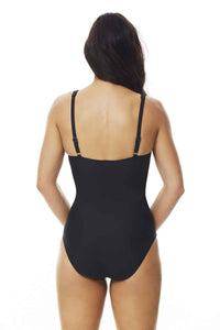 Moontide Underwire Wrap One piece SWIMSUIT (Black)
