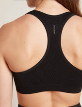 Load image into Gallery viewer, Boody Racerback Sports Bra  (Black) (Black with silver stitch)
