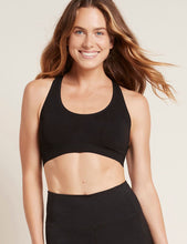 Load image into Gallery viewer, Boody Racerback Sports Bra  (Black) (Black with silver stitch)
