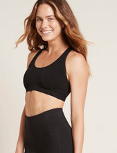 Load image into Gallery viewer, Boody Racerback Sports Bra  (Black) (Black with silver stitch)
