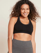 Load image into Gallery viewer, Boody Racerback Sports Bra  (Black) (Black with silver stitch)
