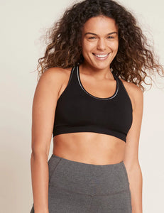 Boody Racerback Sports Bra  (Black) (Black with silver stitch)