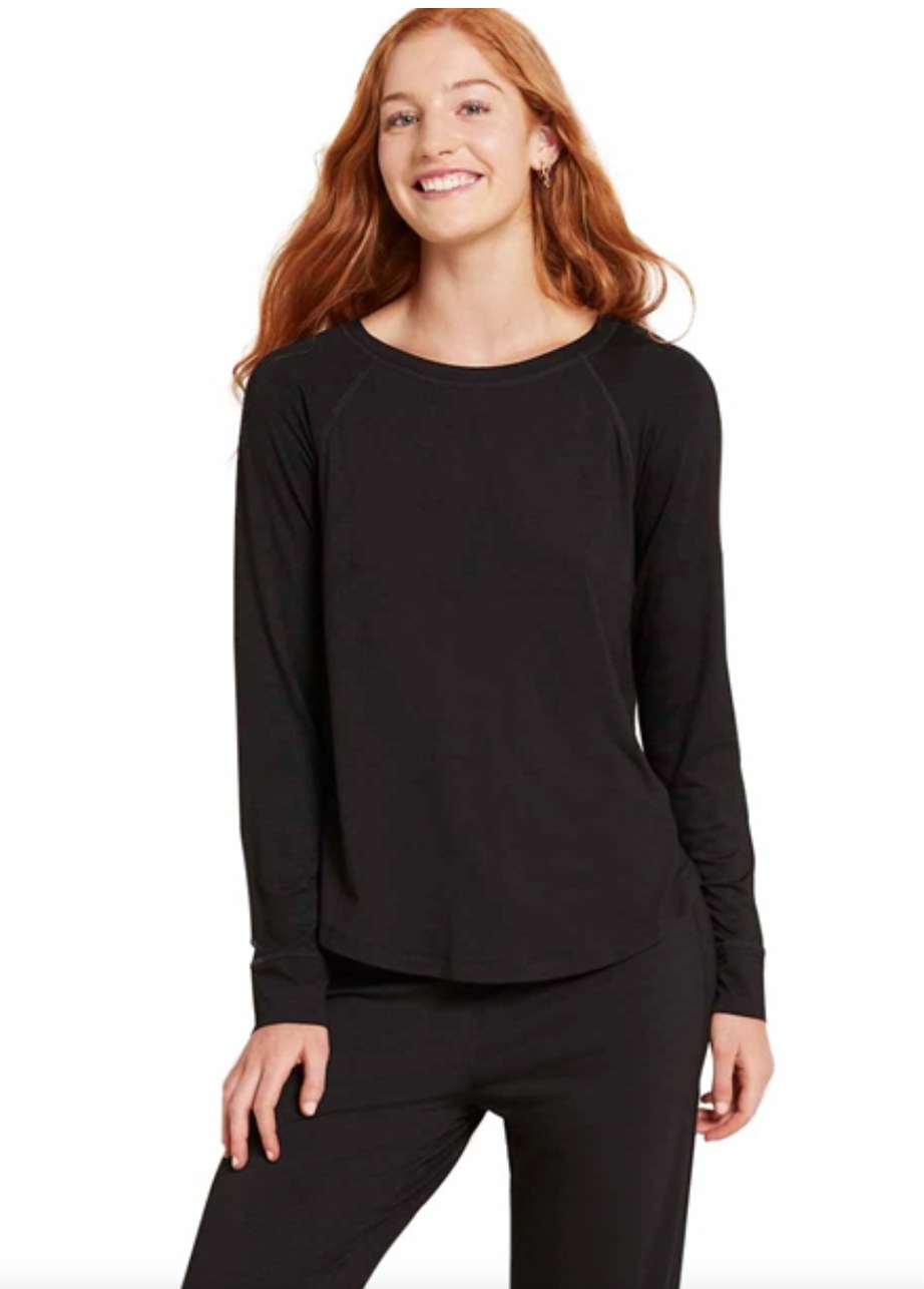 Boody Goodnight Raglan Sleep Bamboo Top (Black)