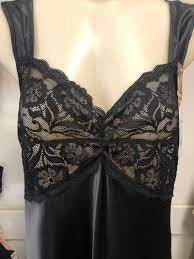 Essence long chemise with Lace  (Black and  Midnight Navy)