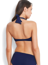 Load image into Gallery viewer, Seafolly Halter Bandeau Bikini Top (BLACK AND TRUE NAVY)

