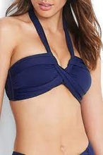 Load image into Gallery viewer, Seafolly Halter Bandeau Bikini Top (BLACK AND TRUE NAVY)
