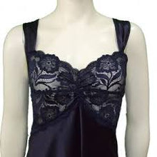 Load image into Gallery viewer, Essence long chemise with Lace  (Black and  Midnight Navy)
