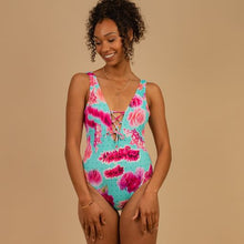 Load image into Gallery viewer, Piha Lacing Swimsuit Les Fleurs (Multi)
