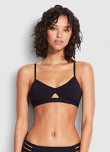 Load image into Gallery viewer, Seafolly Active Hybrid  Bralette Bikini Top (BLACK AND TRUE NAVY)
